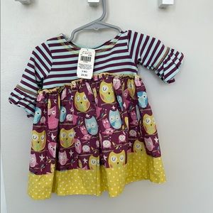 Striped and Owl Print Baby Dress